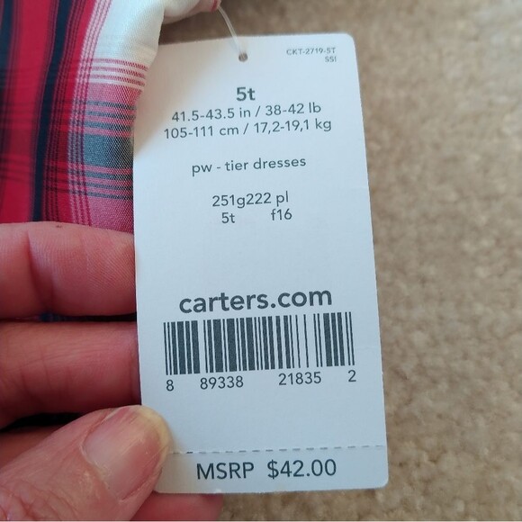 NWT CARTER’S RED HOLIDAY Christmas Plaid DRESS - Picture 7 of 8